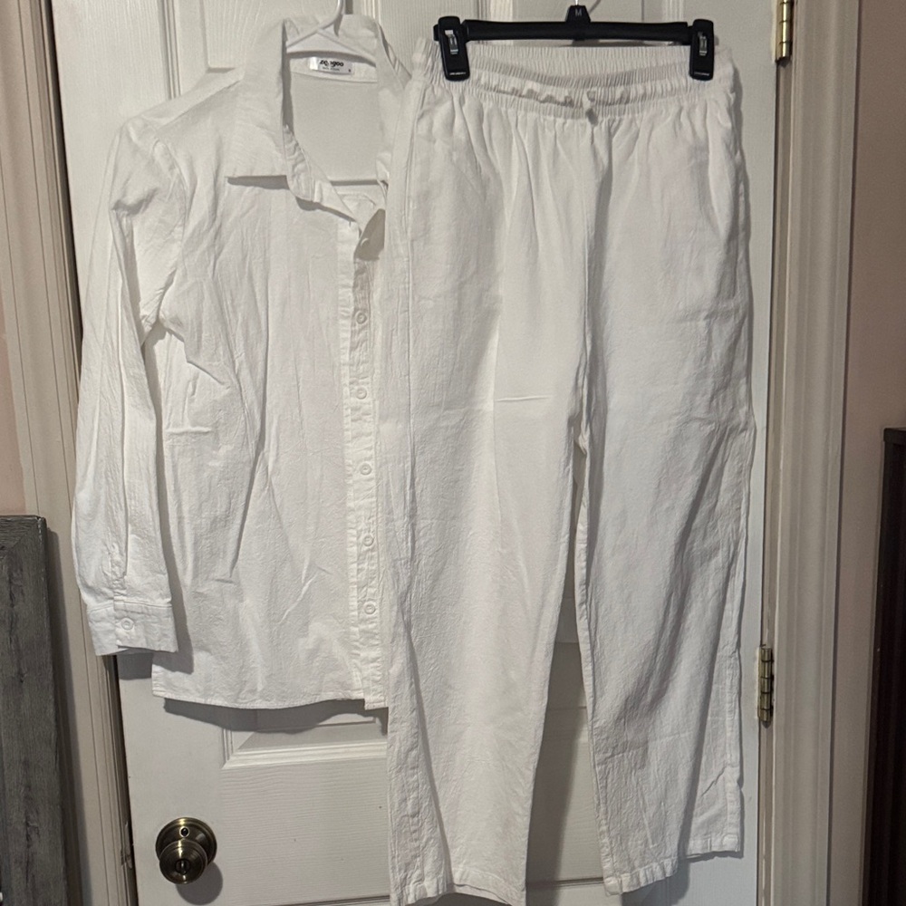 Zeagoo Women's White Ankle & Cropped Set